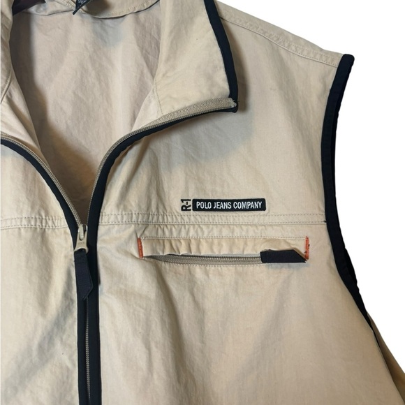 Vintage 90s Polo Ralph Lauren Beige Sport Vest Full Zip Made In Hong Kong Sz XL - Picture 2 of 5